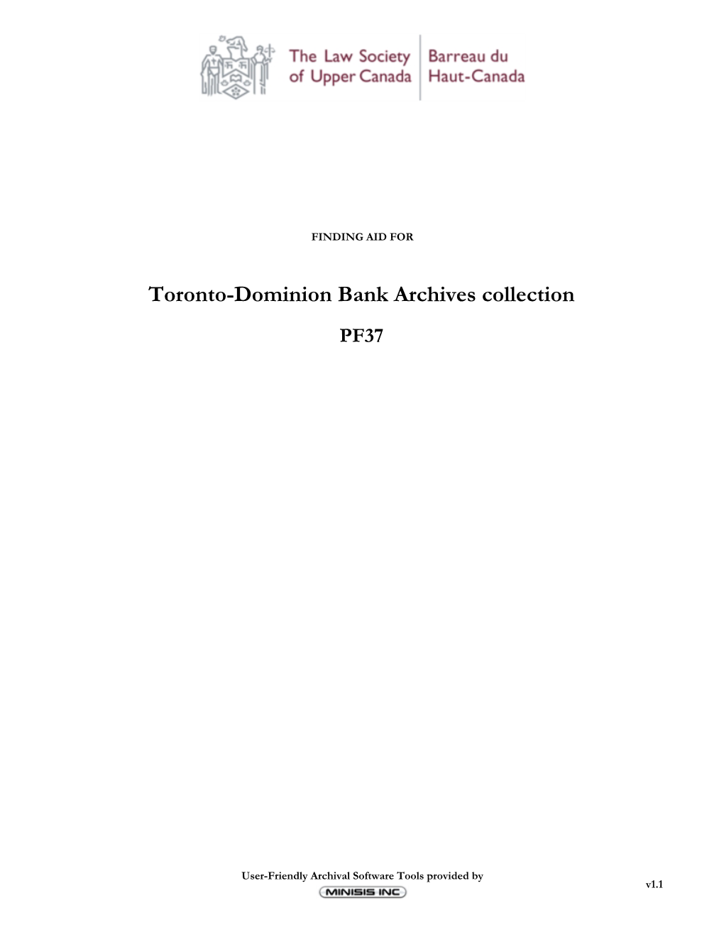 Toronto-Dominion Bank Archives Collection PF37