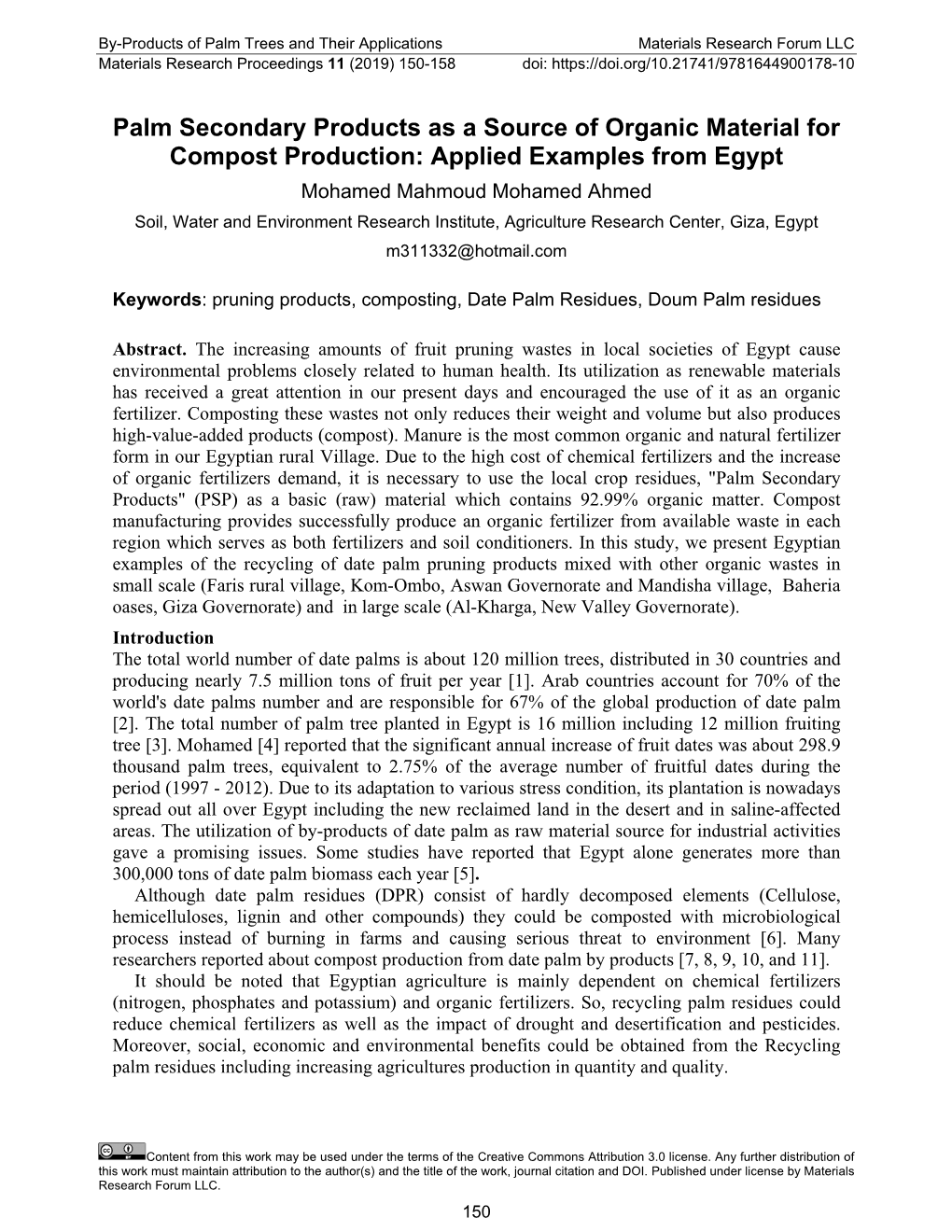 Palm Secondary Products As a Source of Organic Material for Compost