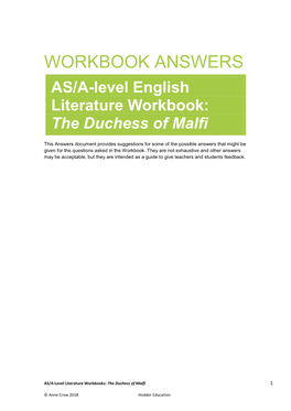 AS/A-Level English Literature Workbook: the Duchess of Malfi