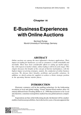 E-Business Experiences with Online Auctions 103