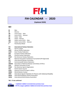 Fih Calendar -- 2020