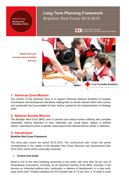 Long Term Planning Framework Brazilian Red Cross 2012-2015