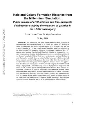 Halo and Galaxy Formation Histories from the Millennium Simulation