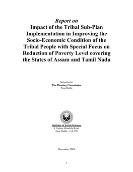 Report on Impact of the Tribal Sub-Plan Implementation In