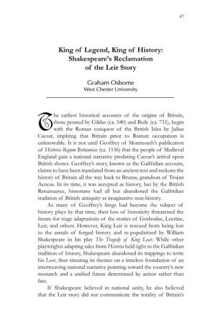 Shakespeare's Reclamation of the Leir Story