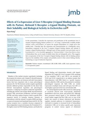 Effects of Co-Expression of Liver X Receptor Β-Ligand Binding Domain with Its Partner, Retinoid X Receptor Α-Ligand Binding Do