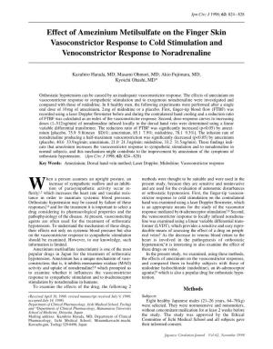 Effect of Amezinium Metilsulfate on the Finger Skin Vasoconstrictor Response to Cold Stimulation and Venoconstrictor Response to Noradrenaline