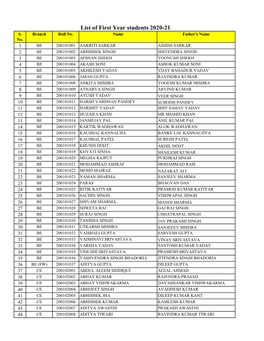 List-Of-First-Year-Students-With-Roll-No.Pdf
