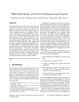 MPICH-GQ: Quality-Of-Service for Message Passing Programs