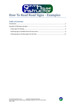 How to Read Road Signs - Examples