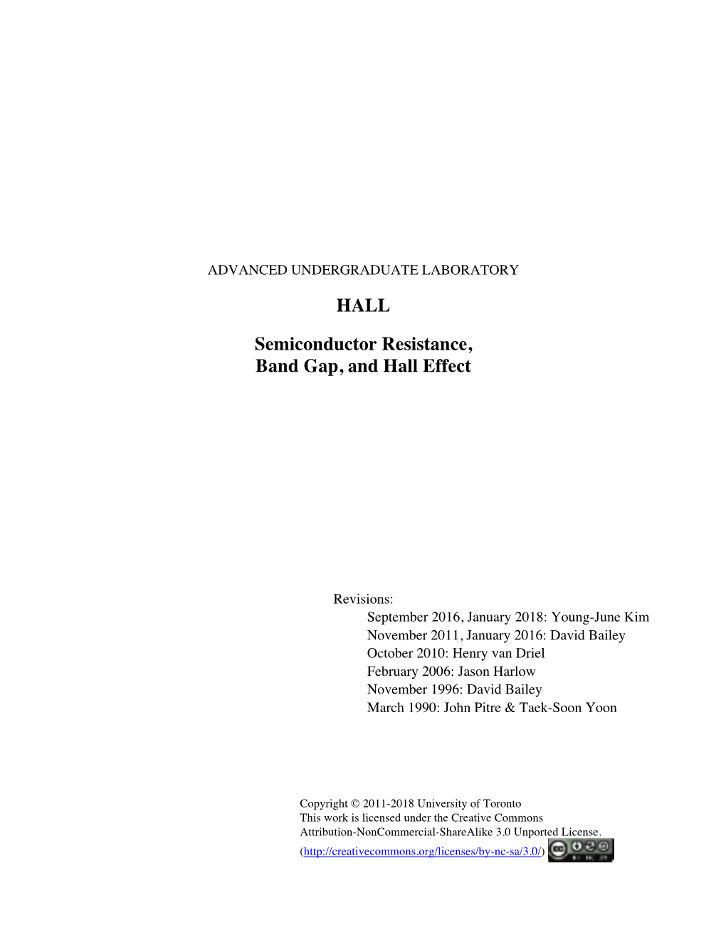 HALL Semiconductor Resistance, Band Gap, and Hall Effect