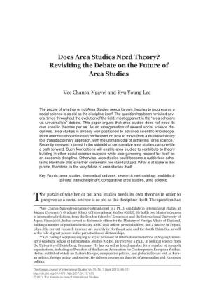 Does Area Studies Need Theory? Revisiting the Debate on the Future of Area Studies