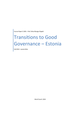 Transitions to Good Governance – Estonia