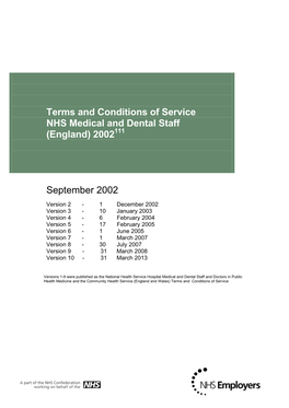 Terms and Conditions of Service NHS Medical and Dental Staff 2002