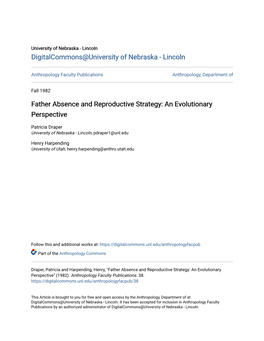 Father Absence and Reproductive Strategy: an Evolutionary Perspective