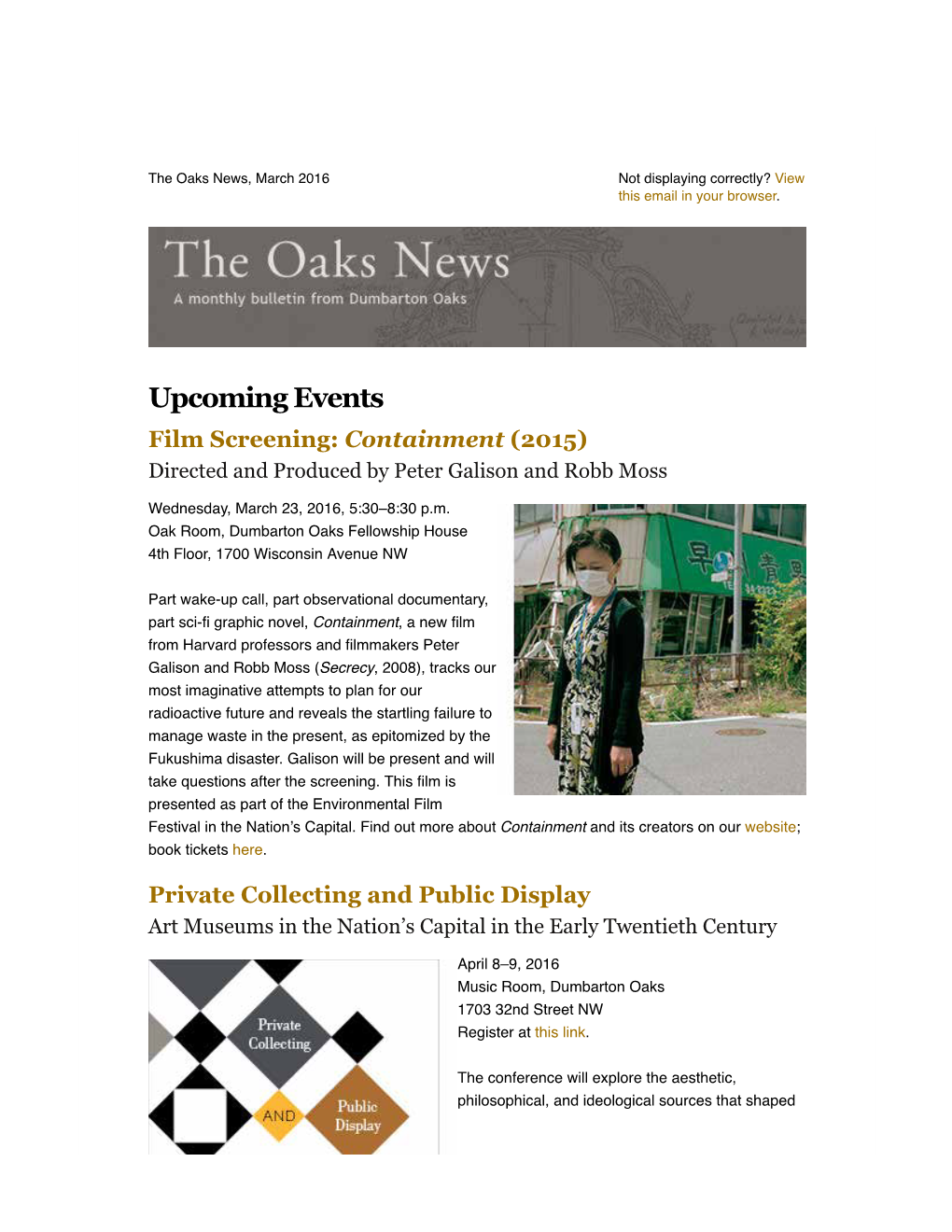 The Oaks News, March 2016 Not Displaying Correctly? View This Email in Your Browser