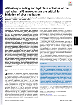 ADP-Ribosyl–Binding and Hydrolase Activities of the Alphavirus Nsp3 Macrodomain Are Critical for Initiation of Virus Replication