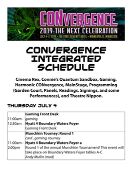 Convergence Integrated Schedule