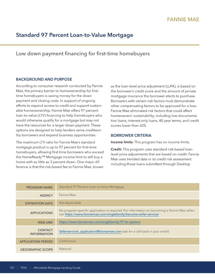 Standard 97 Percent Low-To-Value Mortgage