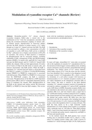 Modulation of Ryanodine Receptor Ca2+ Channels (Review)