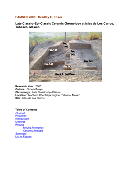 Late Classic–Epi-Classic Ceramic Chronology at Islas De Los Cerros, Tabasco, México