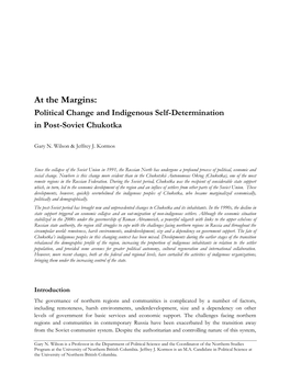 At the Margins: Political Change and Indigenous Self-Determination in Post-Soviet Chukotka
