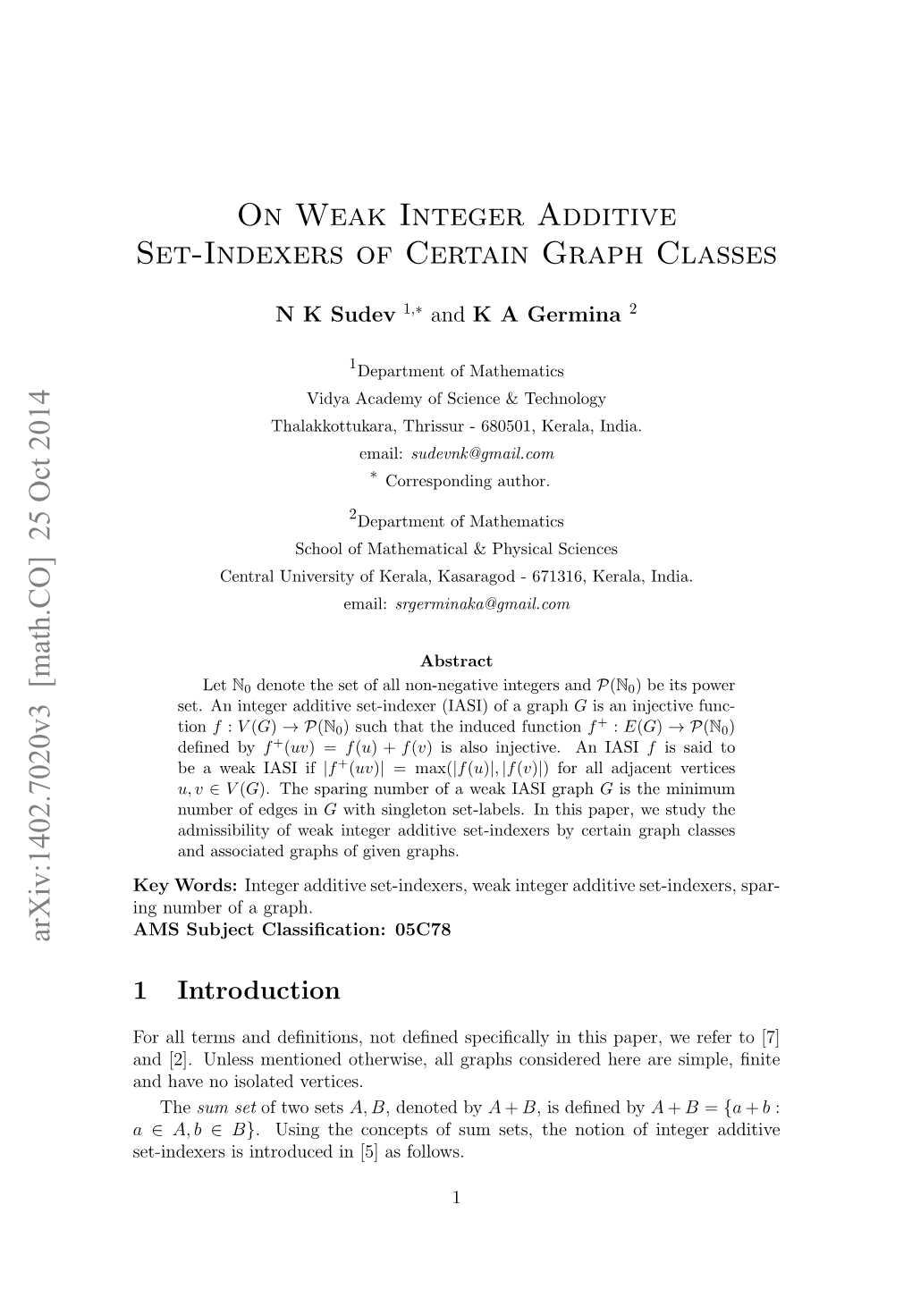 On Weak Integer Additive Set-Indexers of Certain Graph Classes