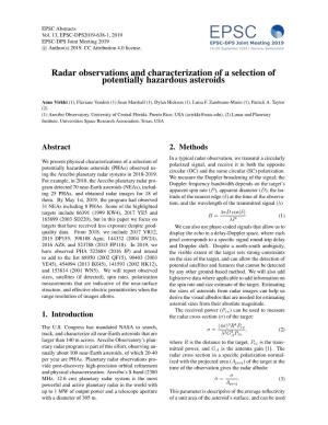 Radar Observations and Characterization of a Selection of Potentially Hazardous Asteroids
