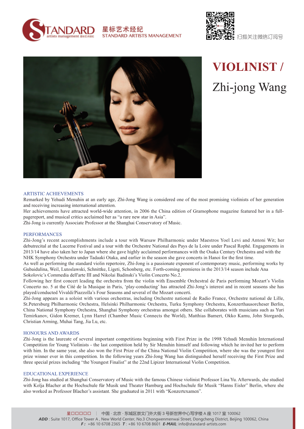 VIOLINIST / Zhi-Jong Wang