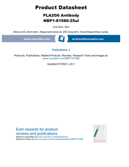 Product Datasheet PLA2G6 Antibody NBP1-81586-25Ul
