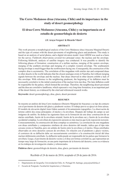 The Cerro Medanoso Draa (Atacama, Chile) and Its Importance in the Study of Desert Geomorphology