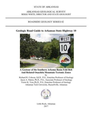 Geologic Road Guide to Arkansas State Highway 10