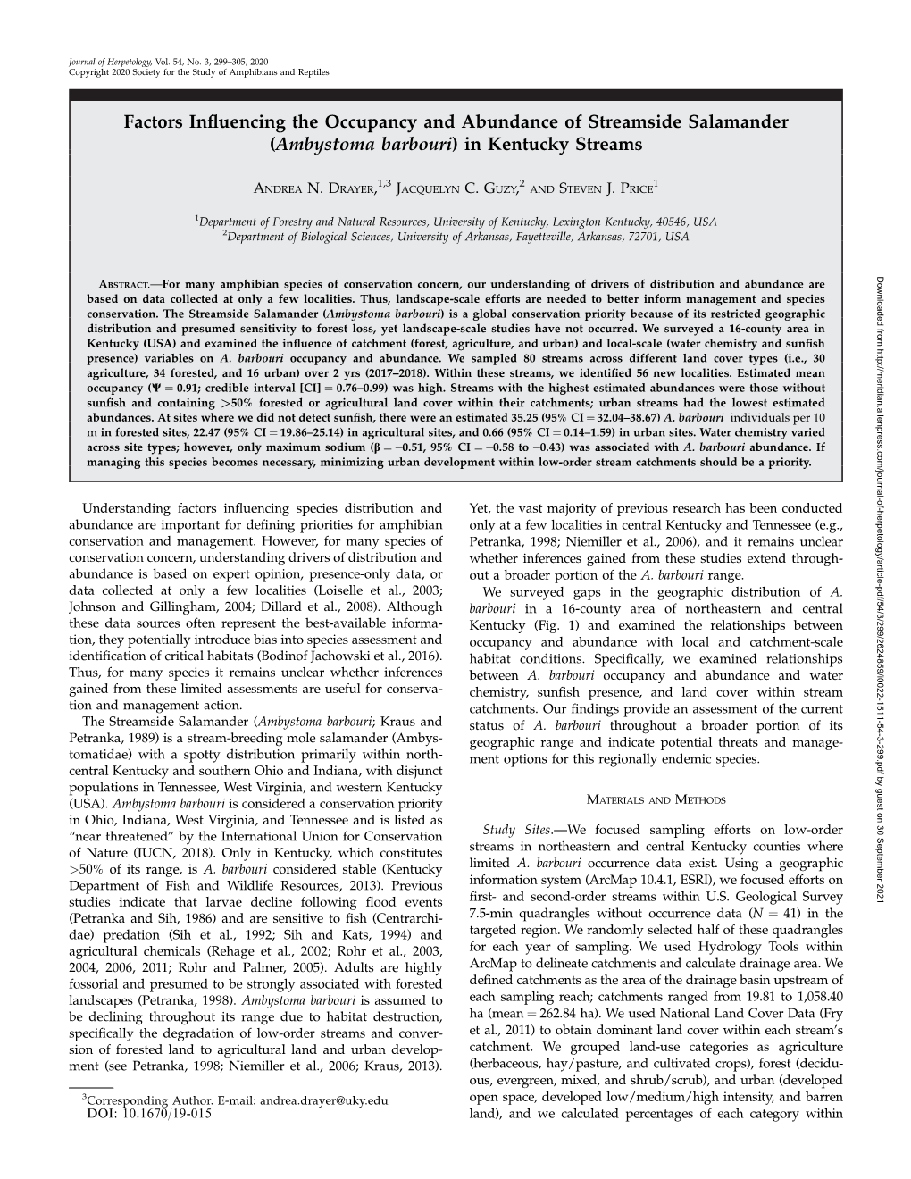 Factors Influencing the Occupancy and Abundance Of