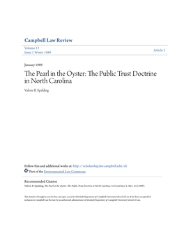 The Public Trust Doctrine in North Carolina, 12 Campbell L