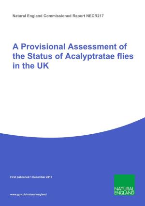 A Provisional Assessment of the Status of Acalyptratae Flies in the UK