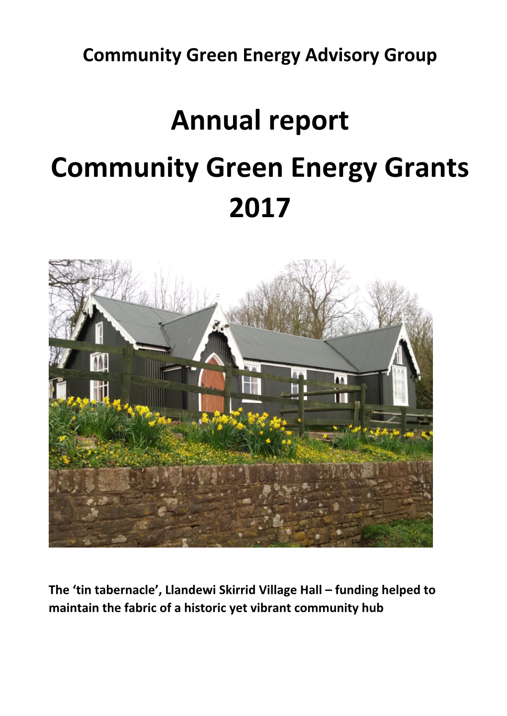 Annual Report Community Green Energy Grants 2017
