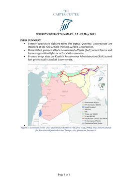 Of 6 WEEKLY CONFLICT SUMMARY | 17 - 23 May 2021
