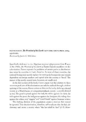 Review of the Wretched of the Earth by Frantz Fanon