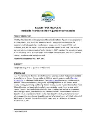 REQUEST for PROPOSAL Herbicide Free Treatment of Aquatic Invasive Species