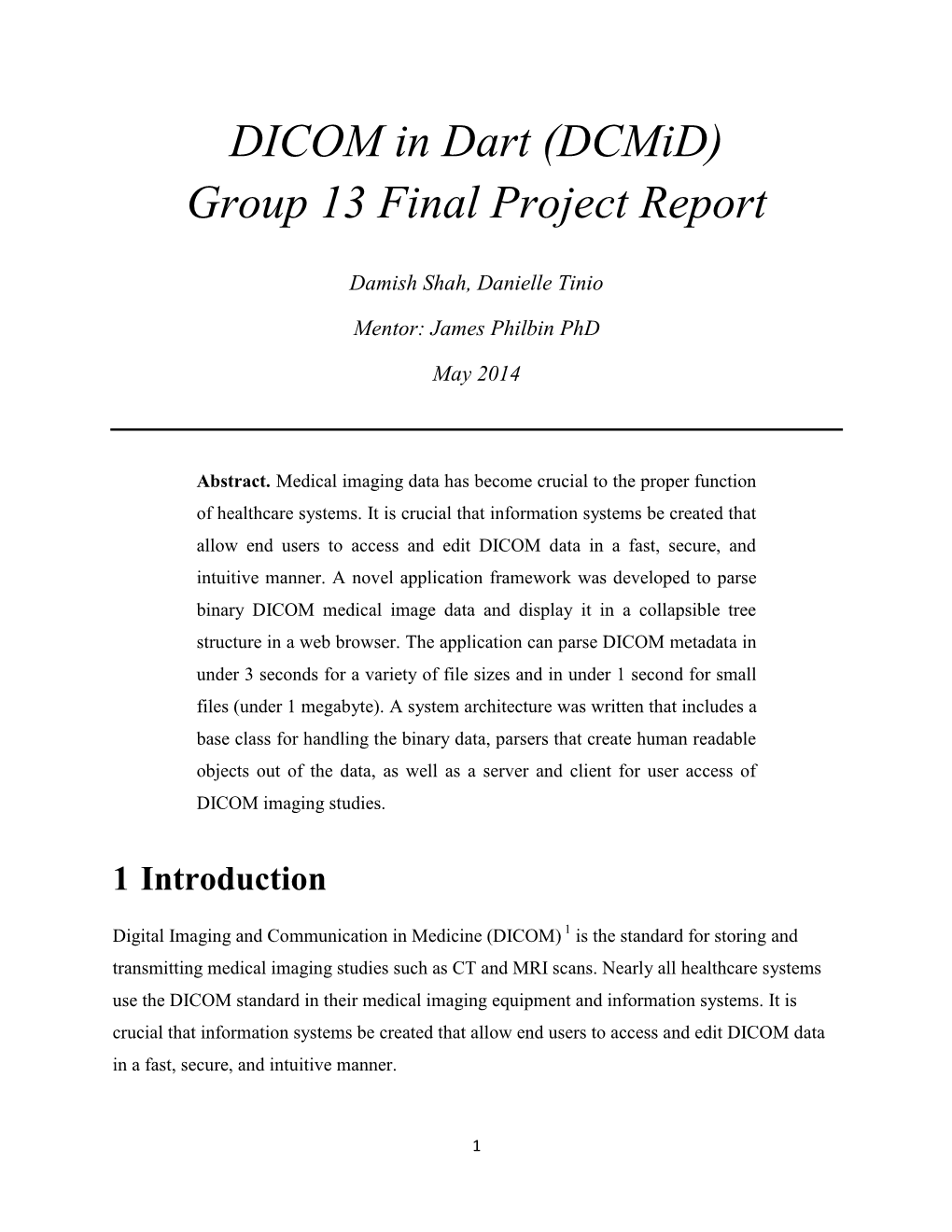 DICOM in Dart (Dcmid) Group 13 Final Project Report
