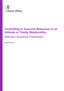 Controlling Or Coercive Behaviour in an Intimate Or Family Relationship Statutory Guidance Framework