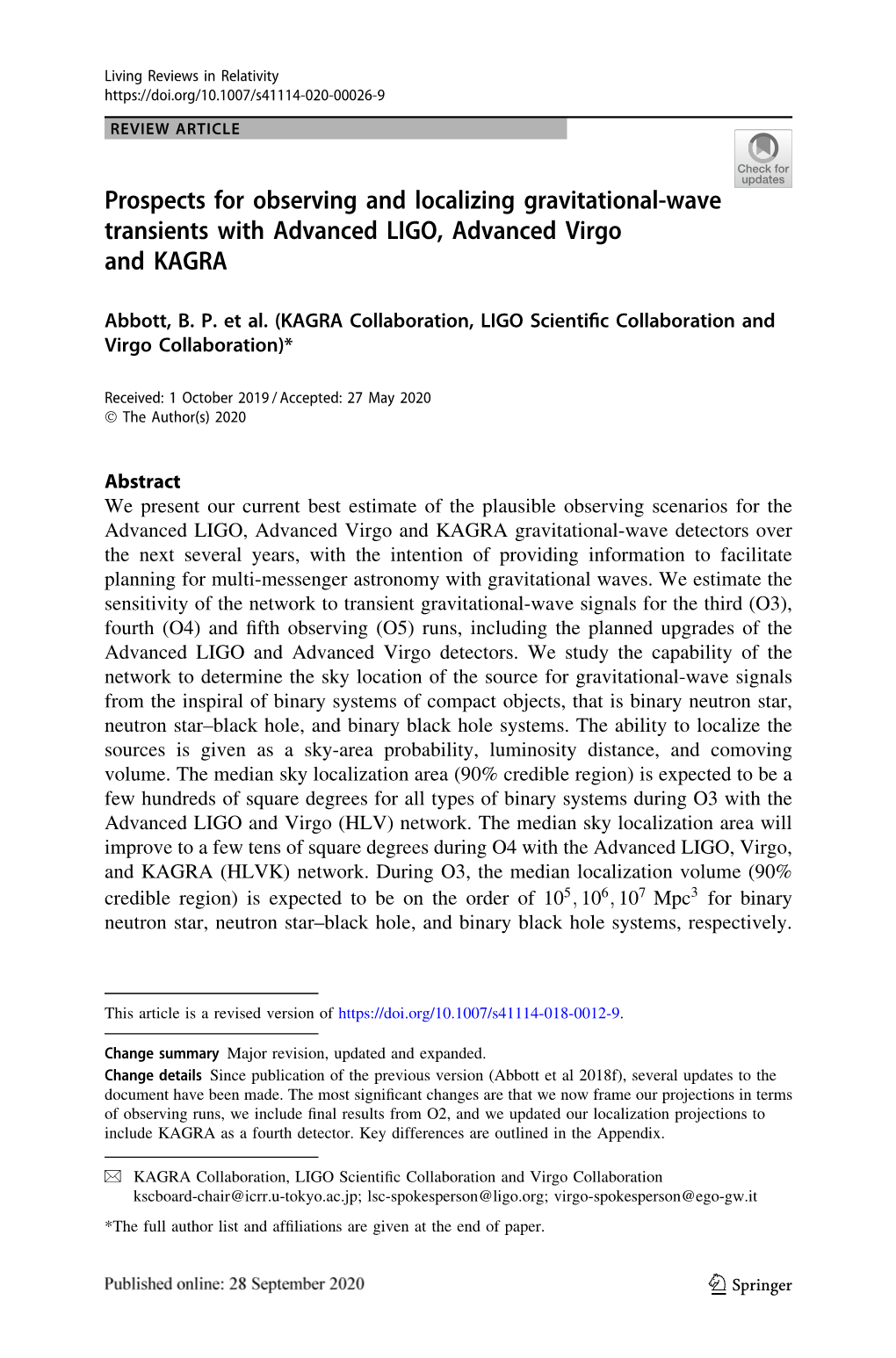 Prospects for Observing and Localizing Gravitational-Wave Transients with Advanced LIGO, Advanced Virgo and KAGRA