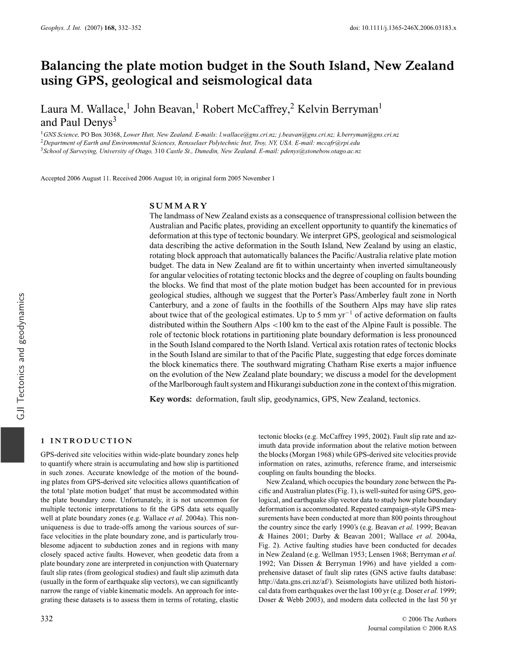 Balancing the Plate Motion Budget in the South Island, New Zealand Using GPS, Geological and Seismological Data