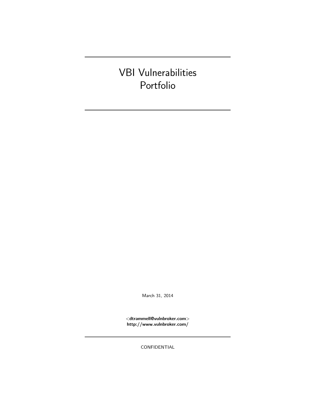 VBI Vulnerabilities Portfolio