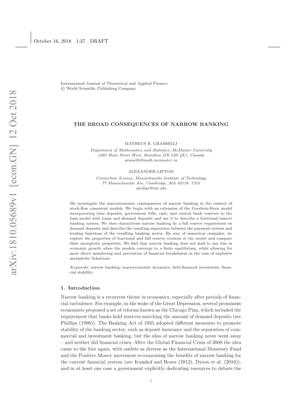 Arxiv:1810.05689V1 [Econ.GN] 12 Oct 2018