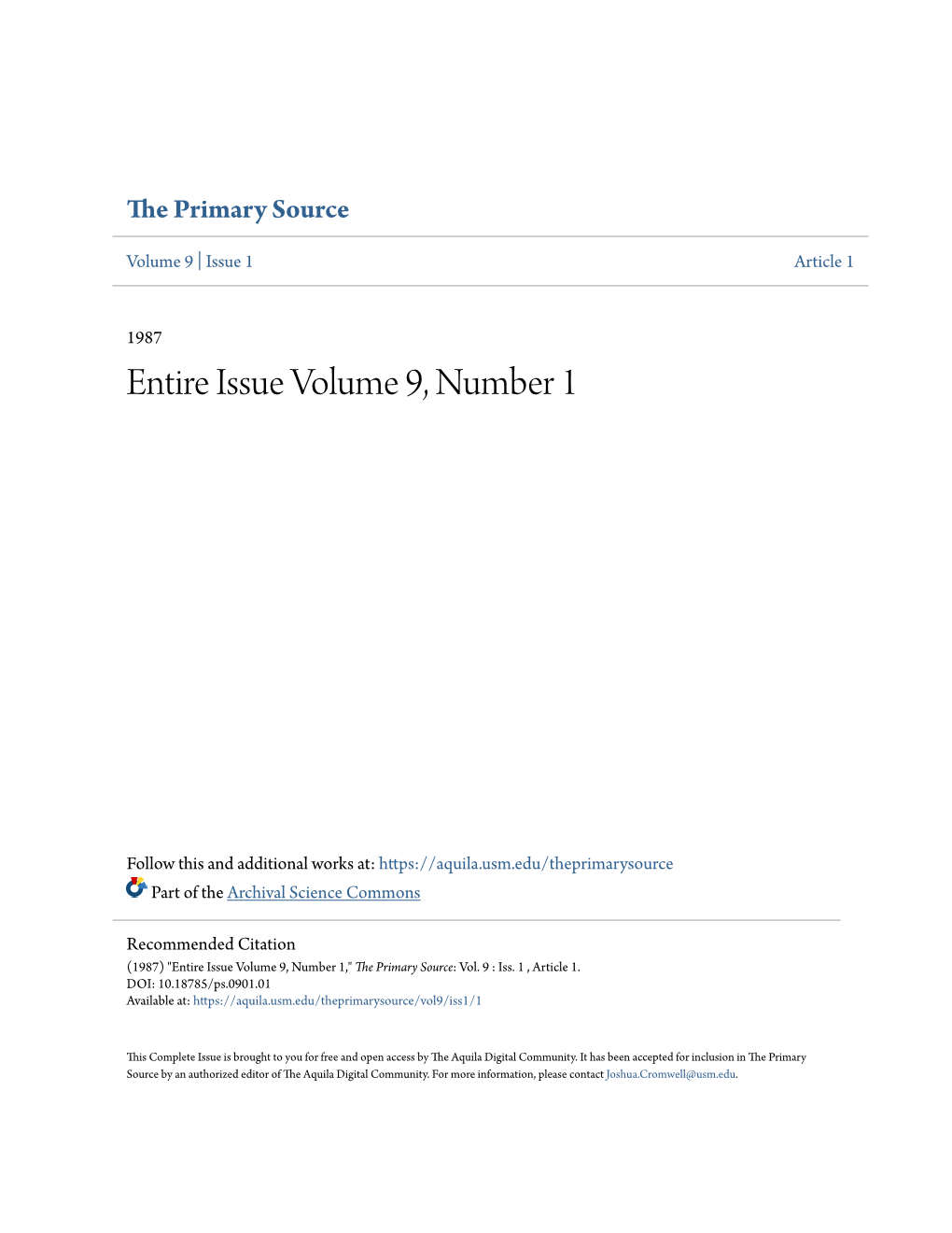Entire Issue Volume 9, Number 1