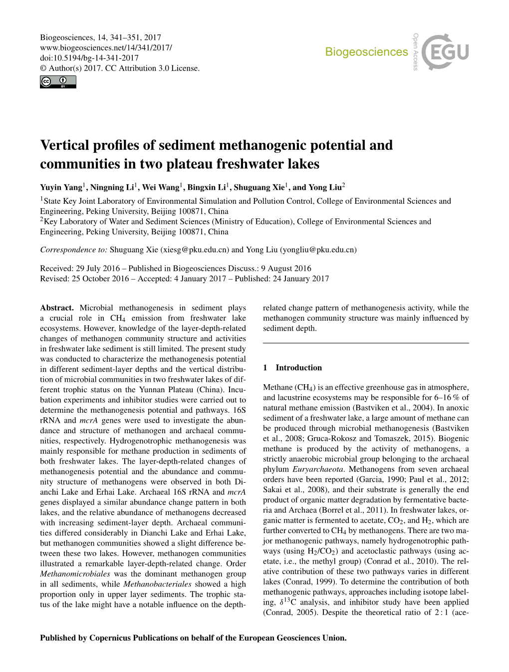 Vertical Profiles of Sediment Methanogenic Potential And