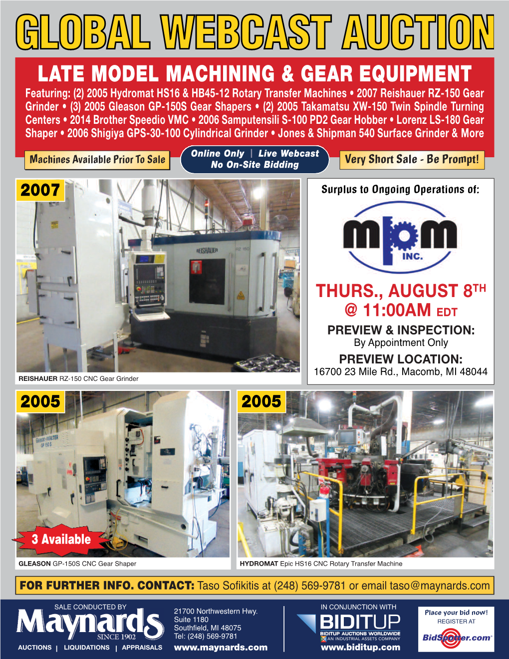 Late Model Machining & Gear Equipment