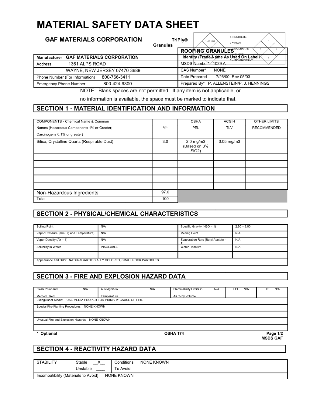 Material Safety Data Sheet s72