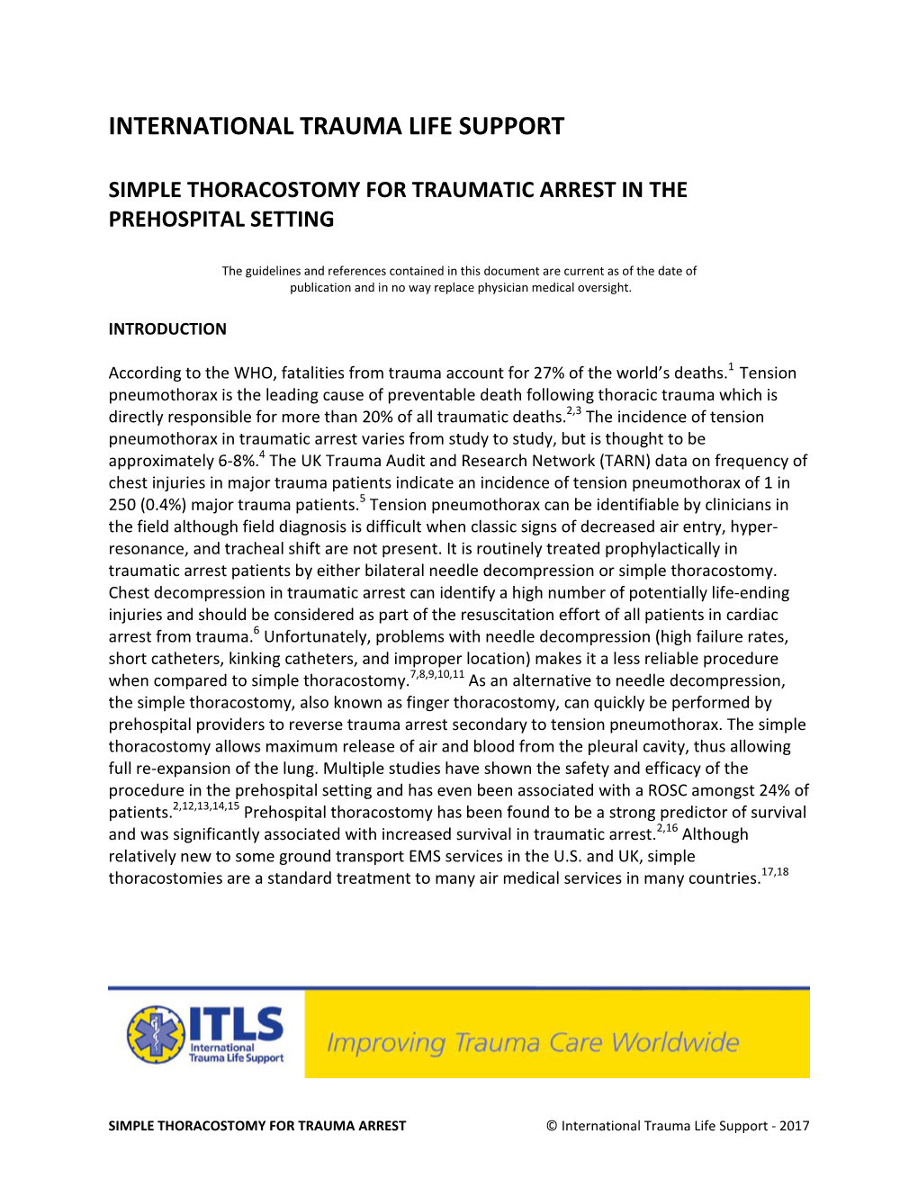 Simple Thoracostomy for Traumatic Arrest in the Prehospital Setting